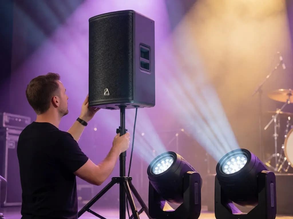 Sonido profesional, iluminación escénica, pantallas LED y efectos especiales.